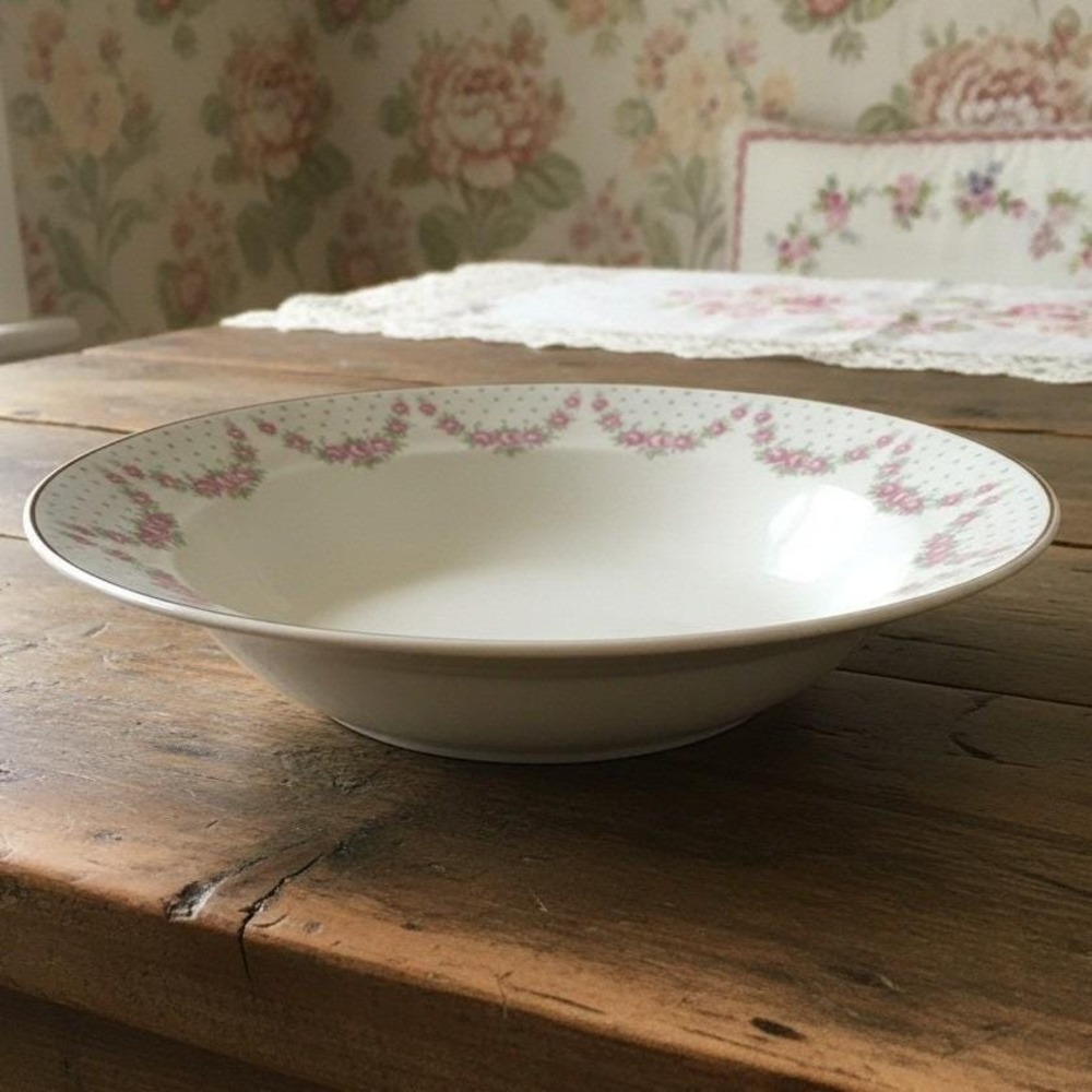 Crown Potteries Floral Serving Bowl, White Serveware, Replacement Tableware